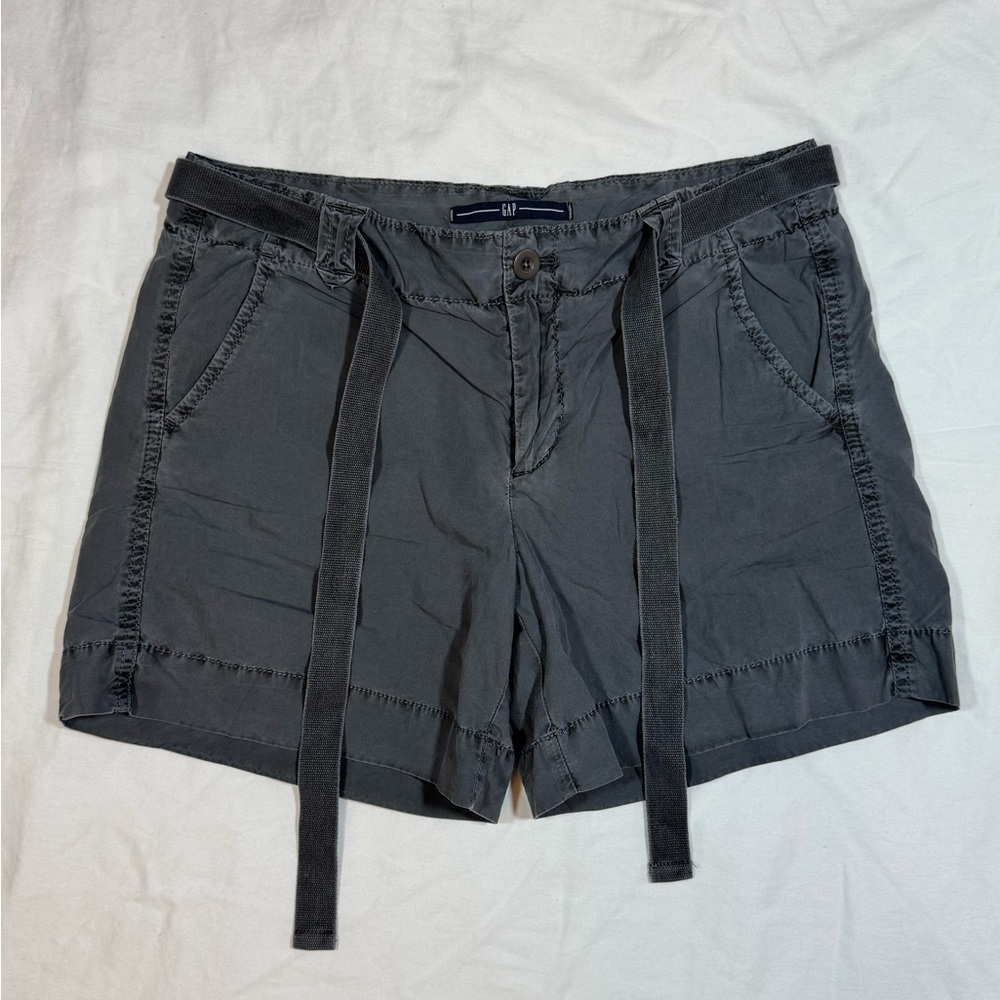 Y2K Gap Womens Charcoal Grey Cotton Utility Chino Shorts with Belt Size 2
